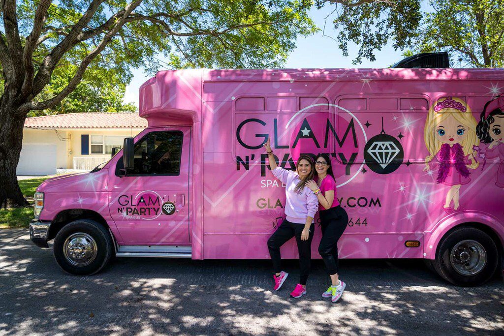 Glam party spa bus inside.