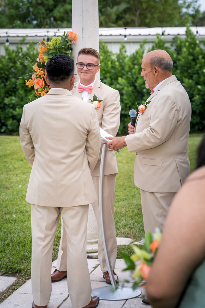 Wedding ceremony photo of the two lovely guys.